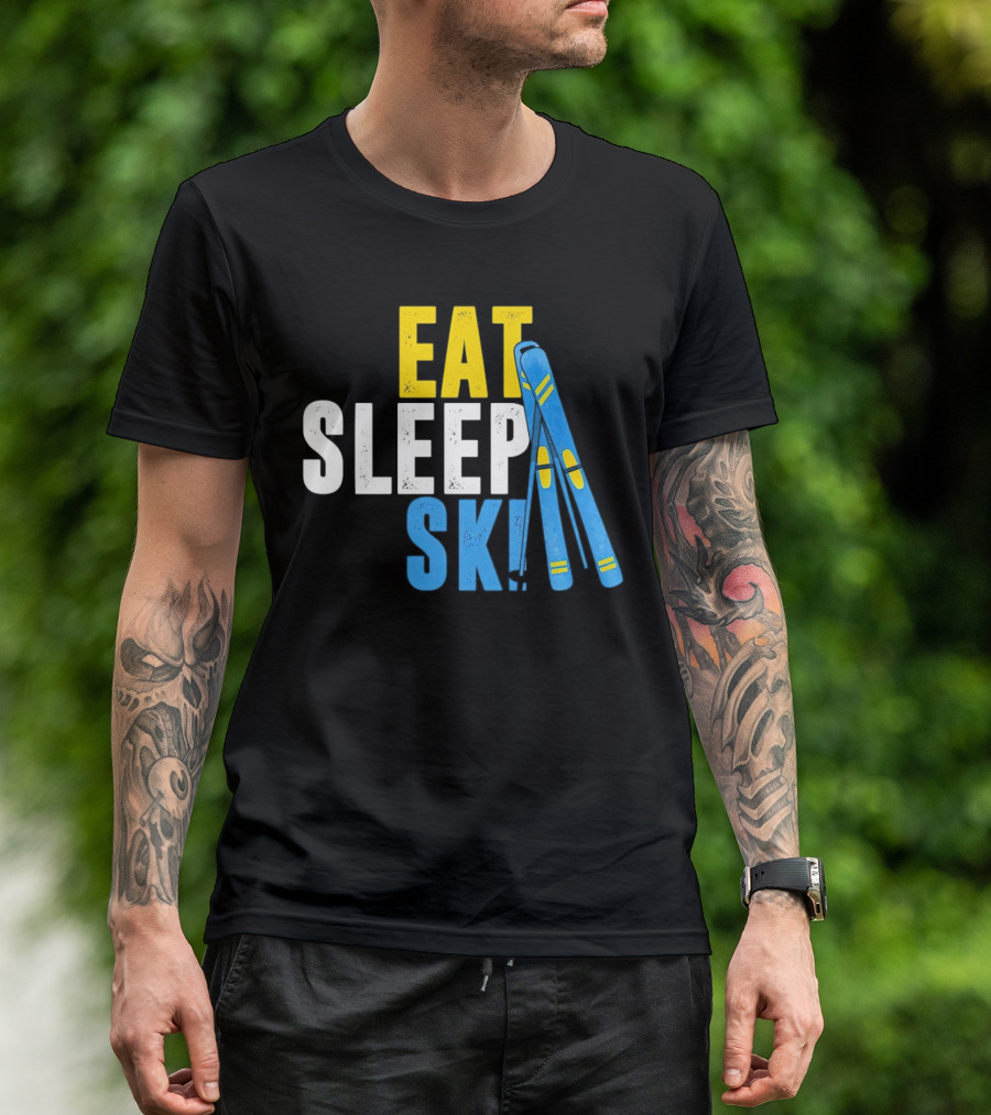 Eat Sleep Ski Skiing Ski Poles T-Shirt