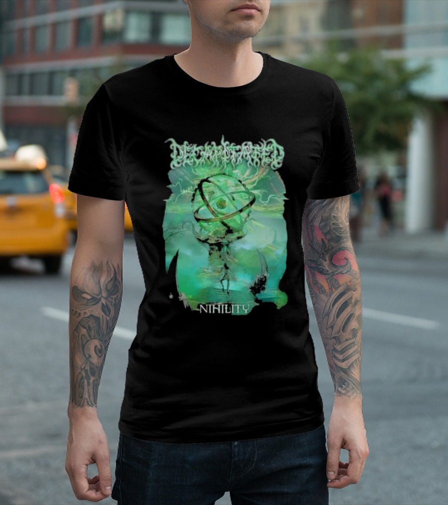 Decapitated Nihility Atomic Symbol Surreal Green Landscape T-Shirt