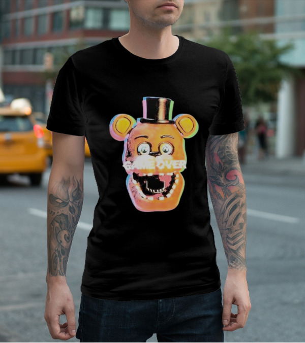 Five Nights At Freddy’s Game Over Text Freddy Head With Hat T-Shirt