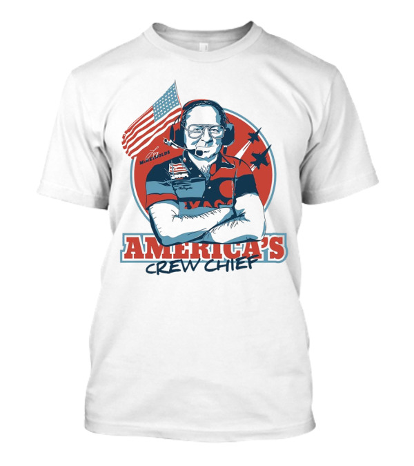 Larry McReynolds America's Crew Chief Patriotic Racing Tribute With Flag And Fighter Jets T-Shirt