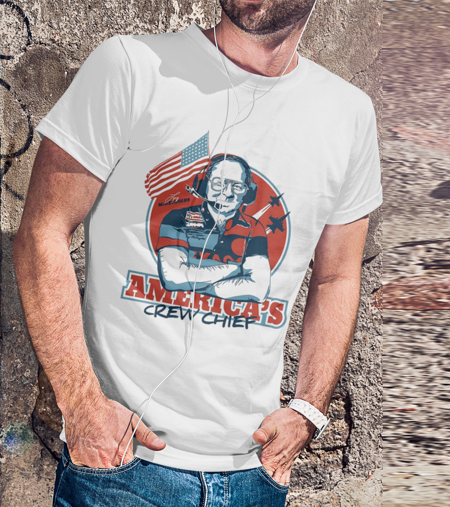 Larry McReynolds America's Crew Chief Patriotic Racing Tribute With Flag And Fighter Jets T-Shirt