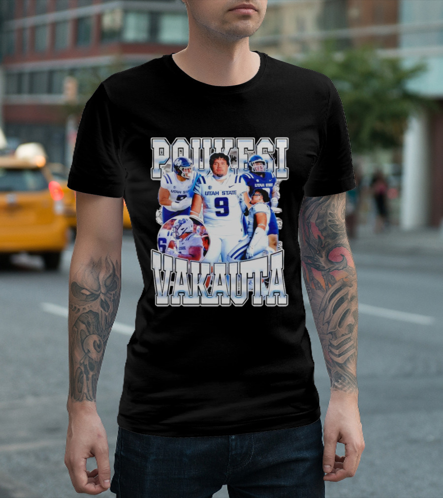 Poukesi Vakauta Utah State Aggies Football Player Number 9 T-Shirt