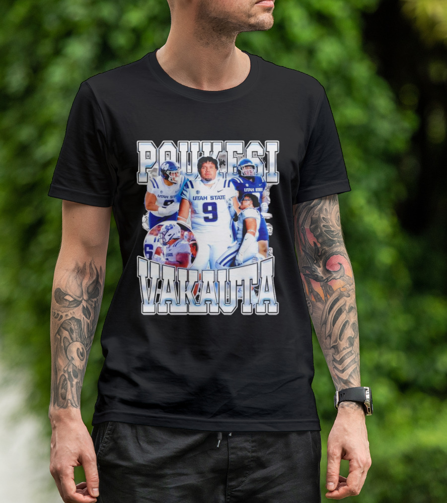 Poukesi Vakauta Utah State Aggies Football Player Number 9 T-Shirt