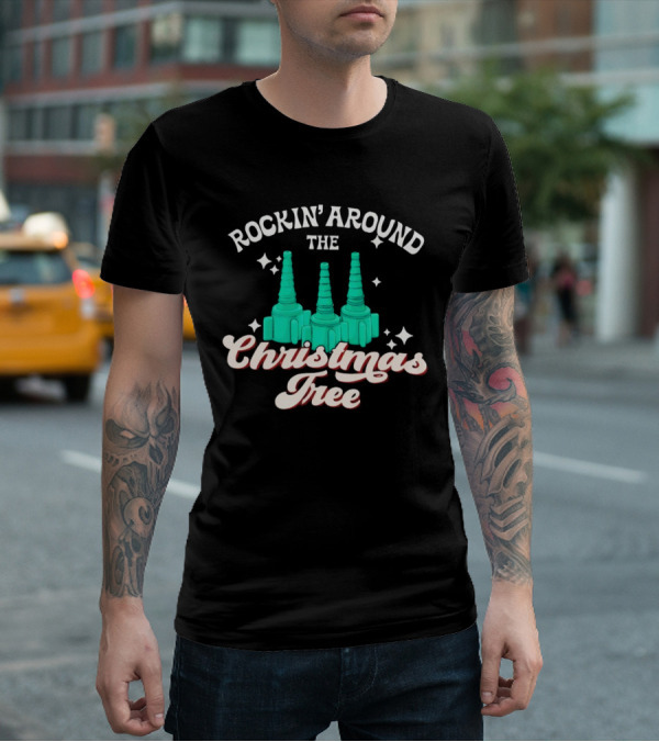 Rockin’ Around The Christmas Tree With Stylized Turquoise Towers T-Shirt