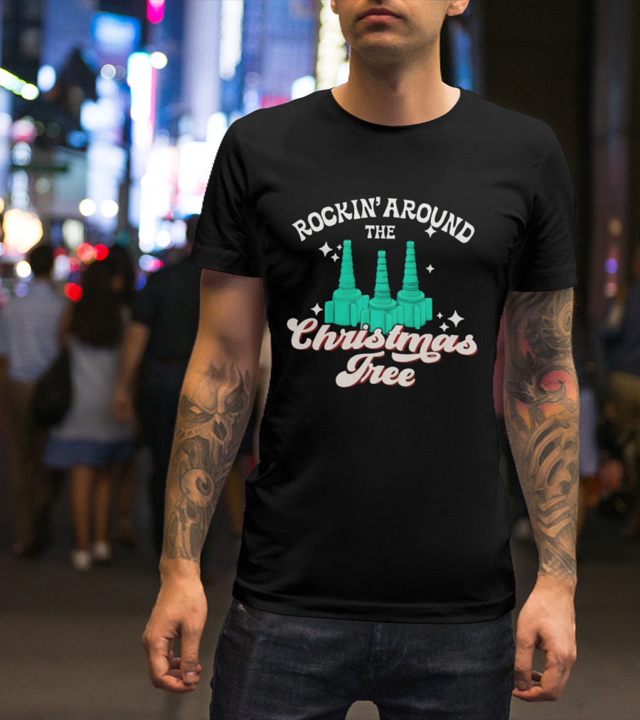 Rockin’ Around The Christmas Tree With Stylized Turquoise Towers T-Shirt