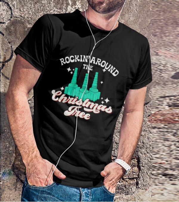 Rockin’ Around The Christmas Tree With Stylized Turquoise Towers T-Shirt