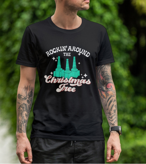 Rockin’ Around The Christmas Tree With Stylized Turquoise Towers T-Shirt