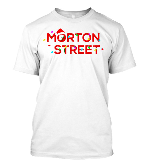 Morton Street Christmas Lights And Santa Hat T-Shirt