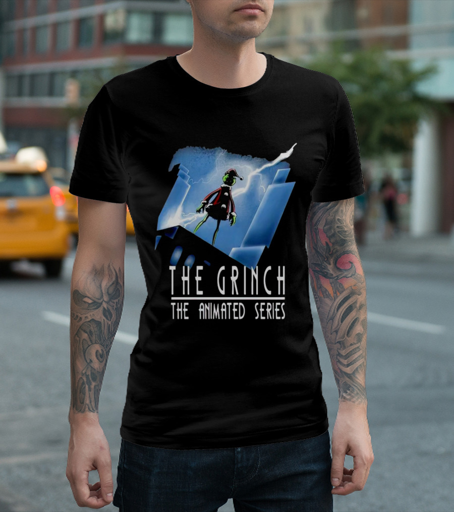 The Grinch Striking Pose Under Lightning in The Animated Series T-Shirt