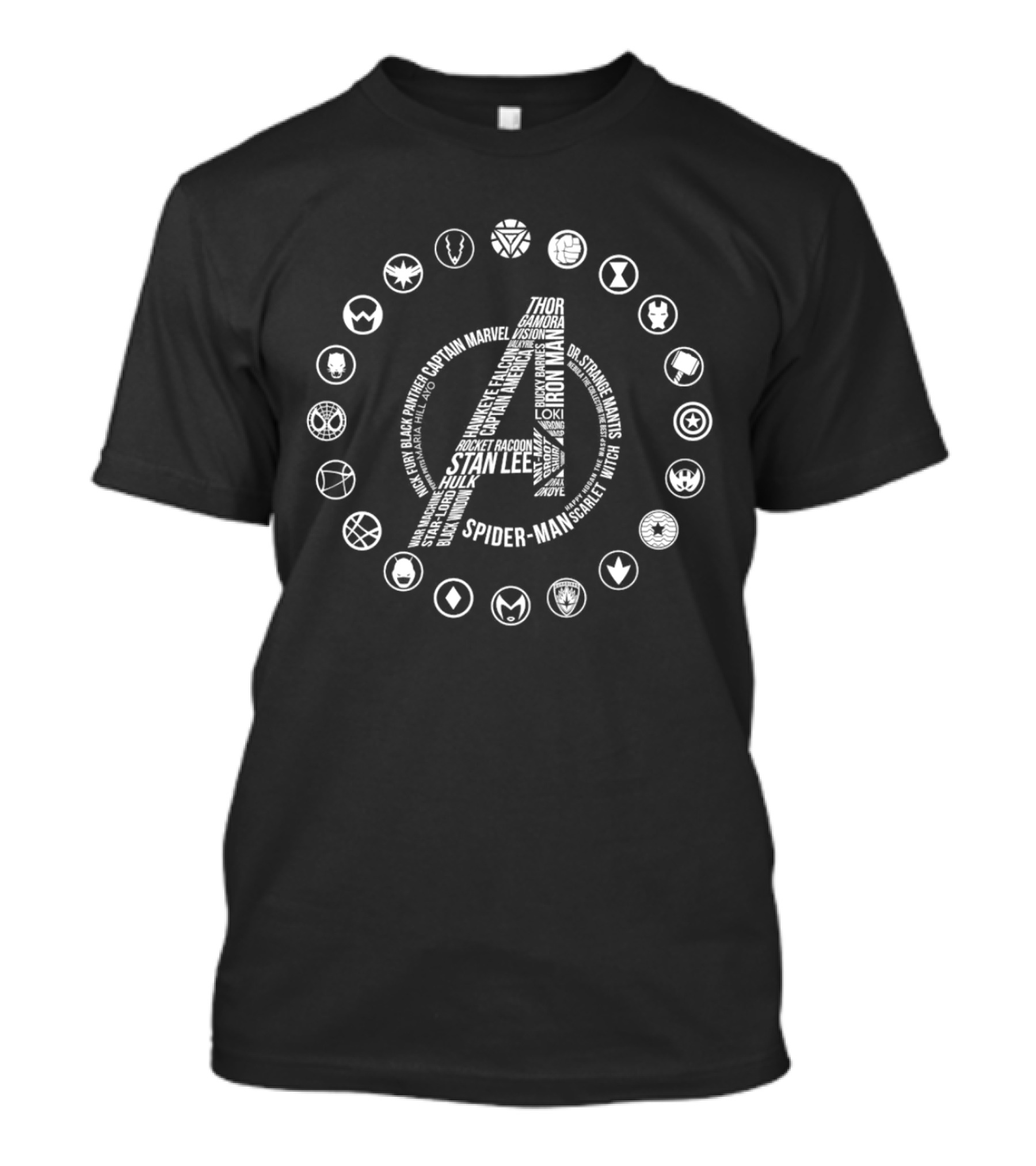 Avengers Iron Man Spider-Man Captain Marvel Stan Lee Thor Hulk Black Widow Captain America Doctor Strange Guardians Of The Galaxy Villains T-Shirt