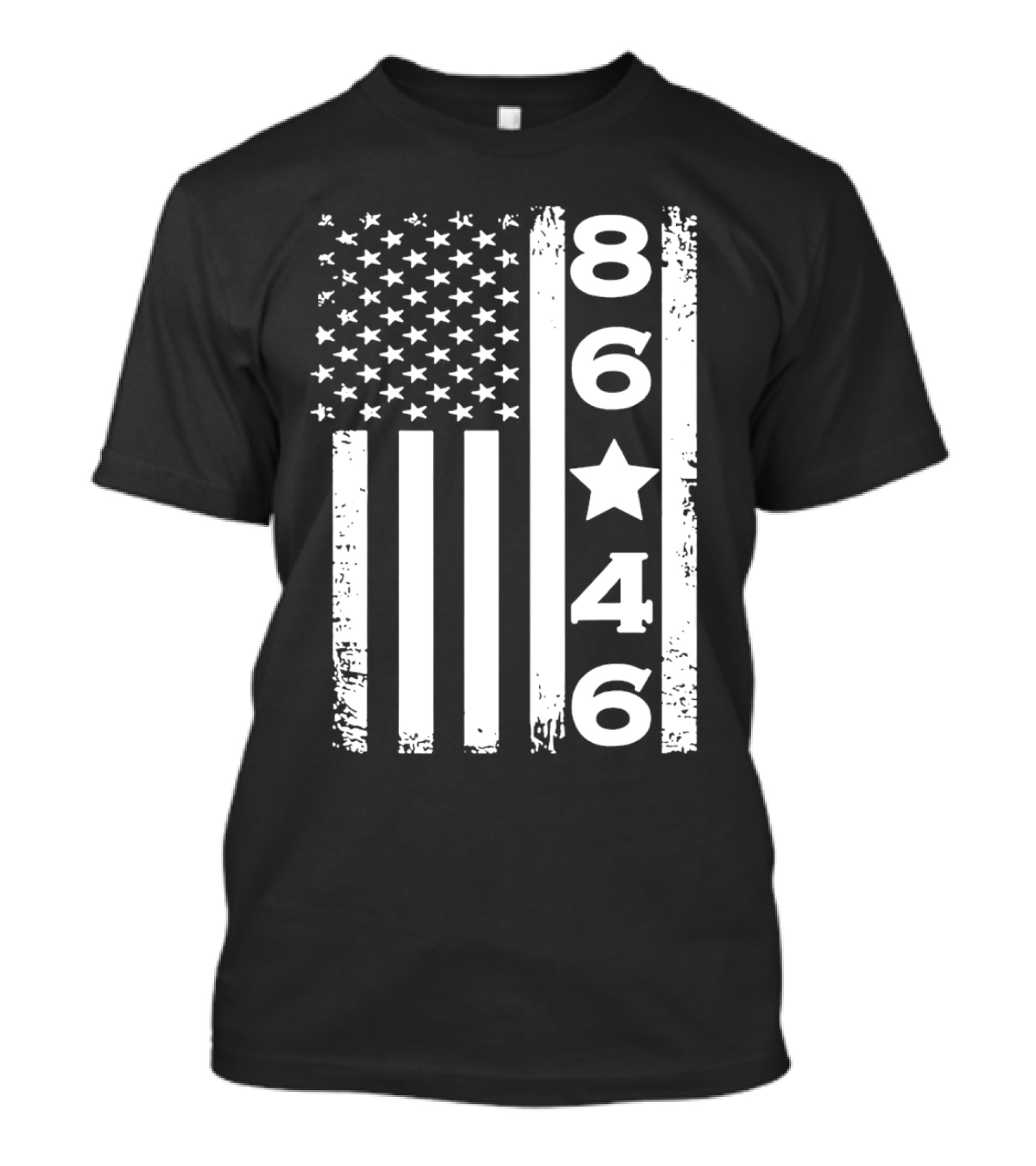 8646 Impeach Biden 46 Distressed American Flag T-Shirt