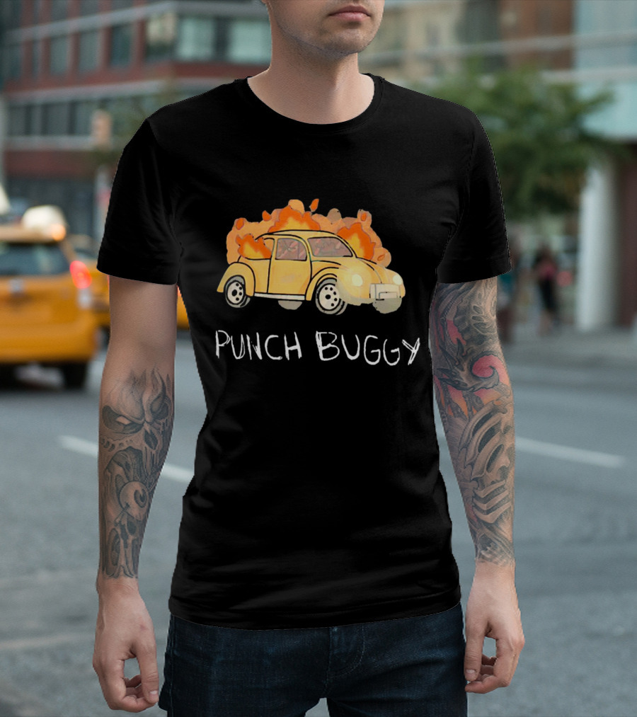 Punch Buggy Car on Fire Iconic Flames Image T-Shirt