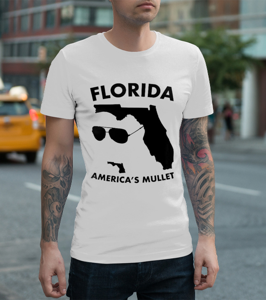 Florida America's Mullet Sunglasses State Outline T-Shirt