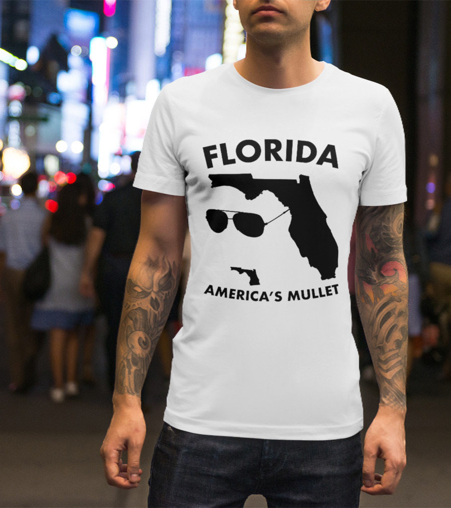 Florida America's Mullet Sunglasses State Outline T-Shirt