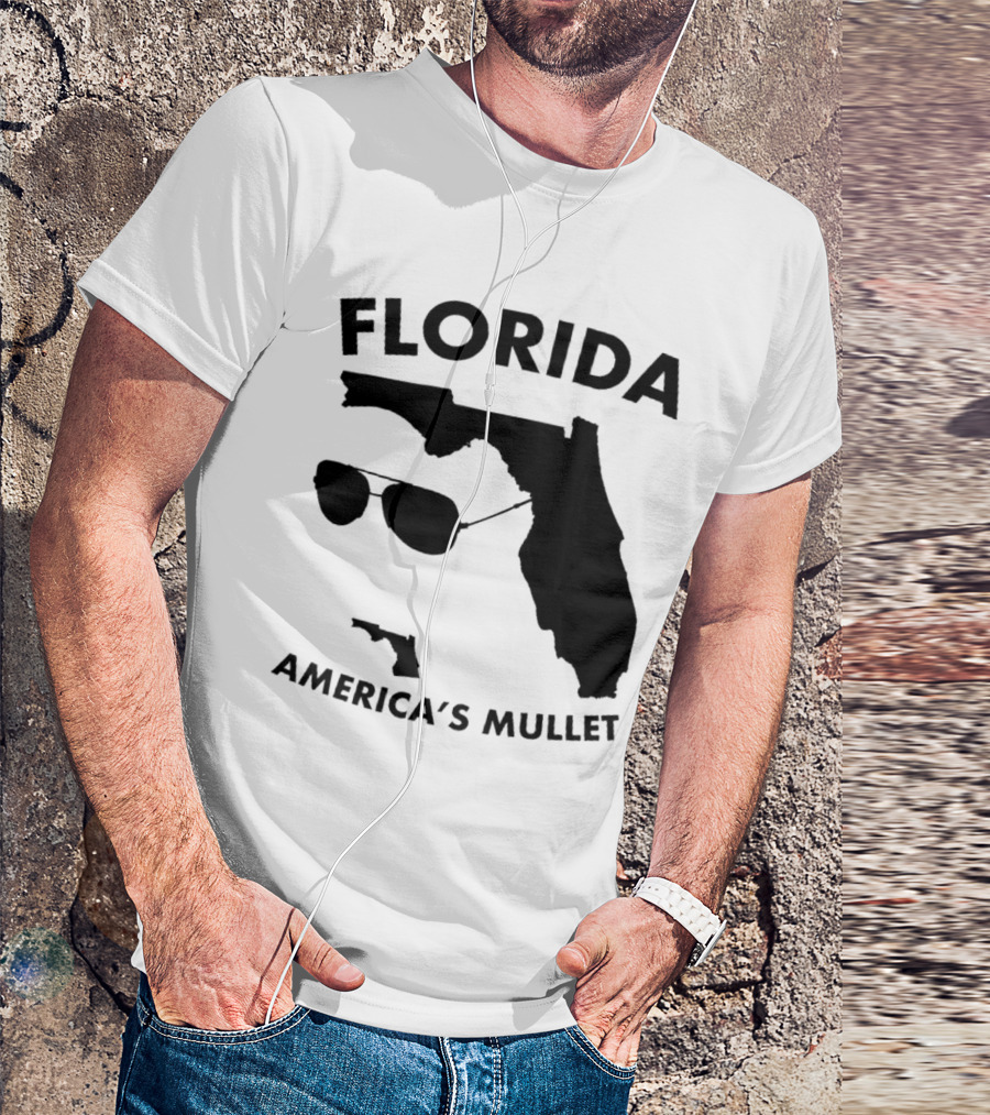 Florida America's Mullet Sunglasses State Outline T-Shirt