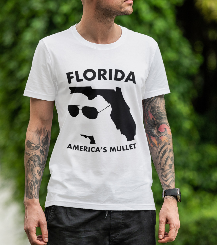 Florida America's Mullet Sunglasses State Outline T-Shirt
