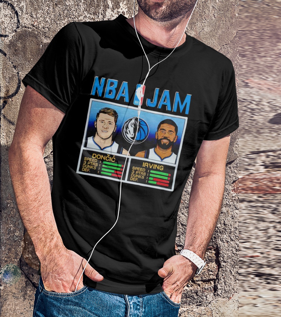 NBA Jam Mavericks Luka Dončić Kyrie Irving Stats T-Shirt