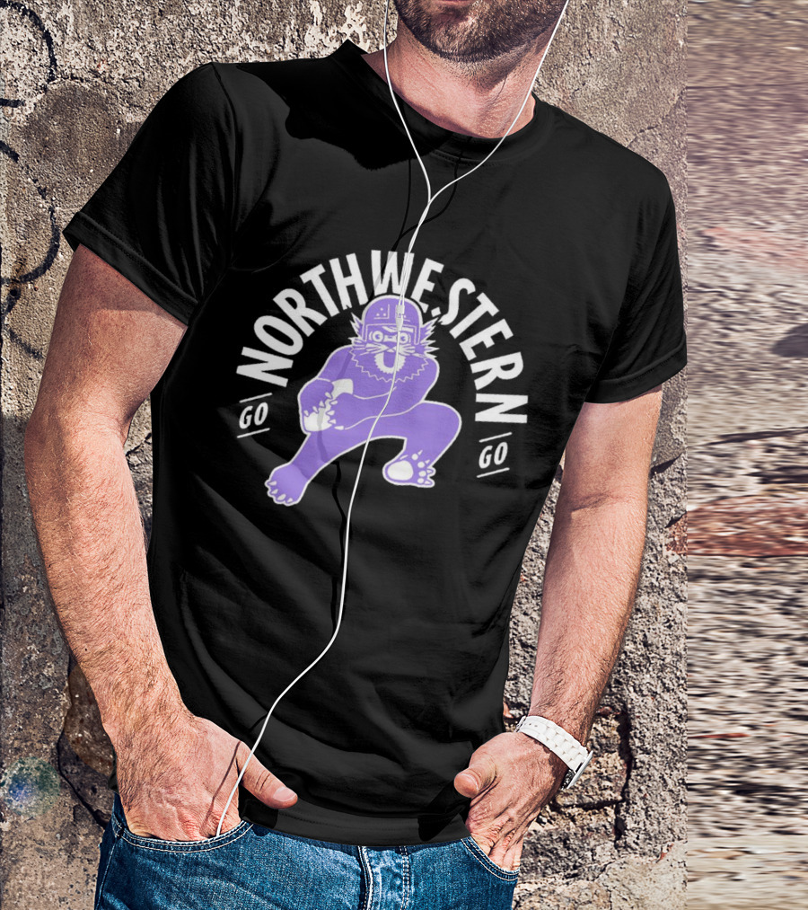 Northwestern Wildcats Football Mascot Go Northwestern Go T-Shirt