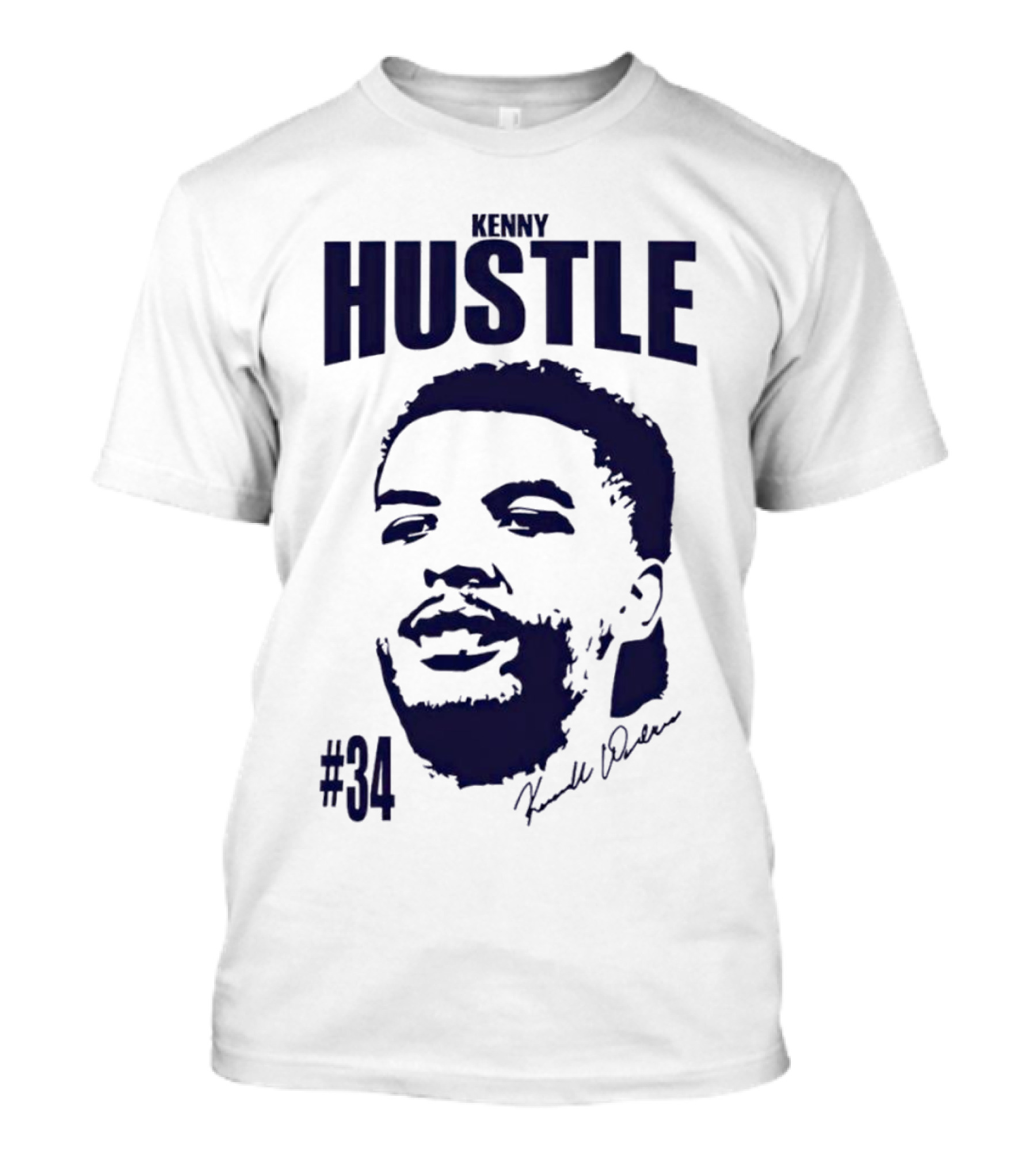 Kenny Hustle Kenrich Williams #34 Signed Face T-Shirt