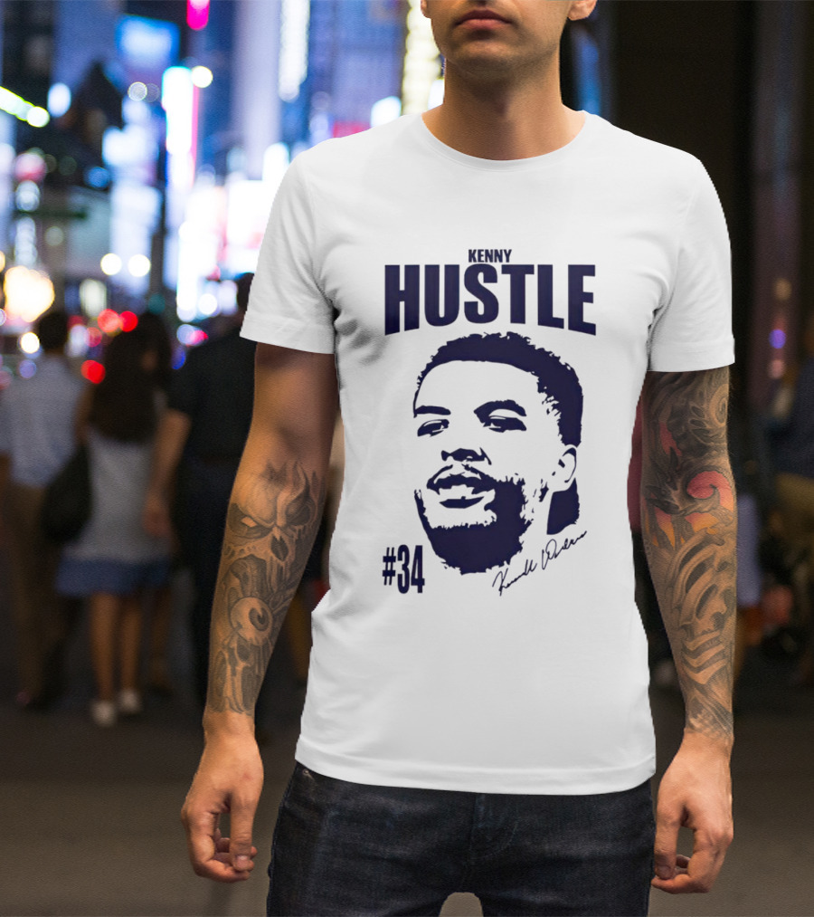 Kenny Hustle Kenrich Williams #34 Signed Face T-Shirt