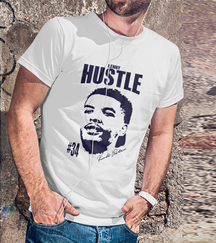 Kenny Hustle Kenrich Williams #34 Signed Face T-Shirt