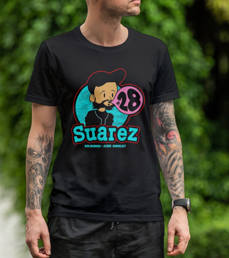 Suarez #28 Bolibomba Sized Bubbles Cartoon Cincinnati Reds Bubblegum T-Shirt