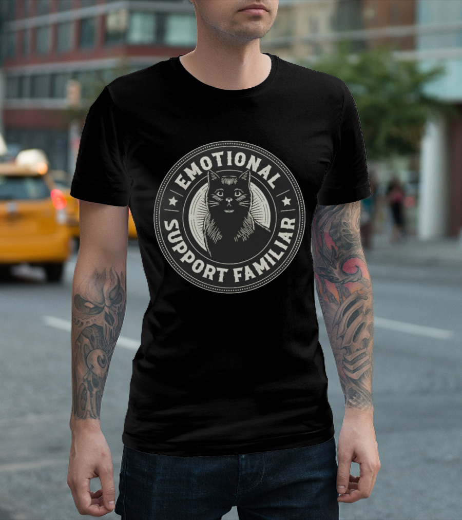 Emotional Support Familiar Black Cat T-Shirt