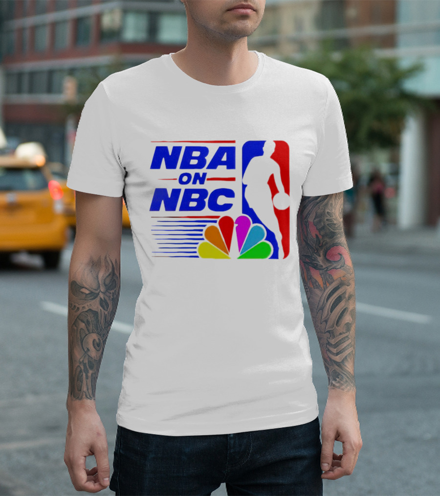 NBA on NBC Basketball Silhouette with Peacock T-Shirt