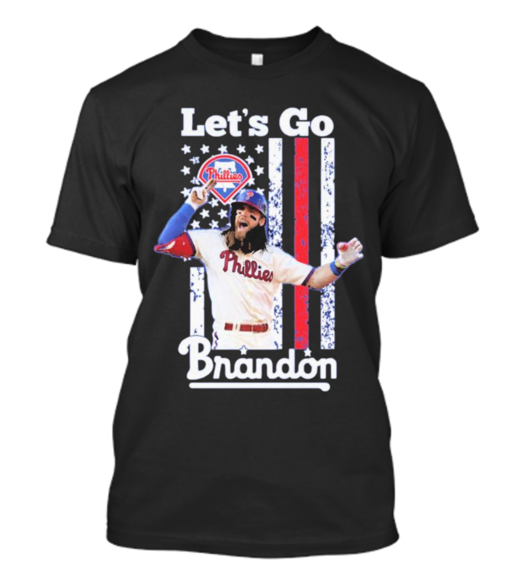 Philadelphia Phillies Let’s Go Brandon Baseball American Flag Stars Stripes T-Shirt