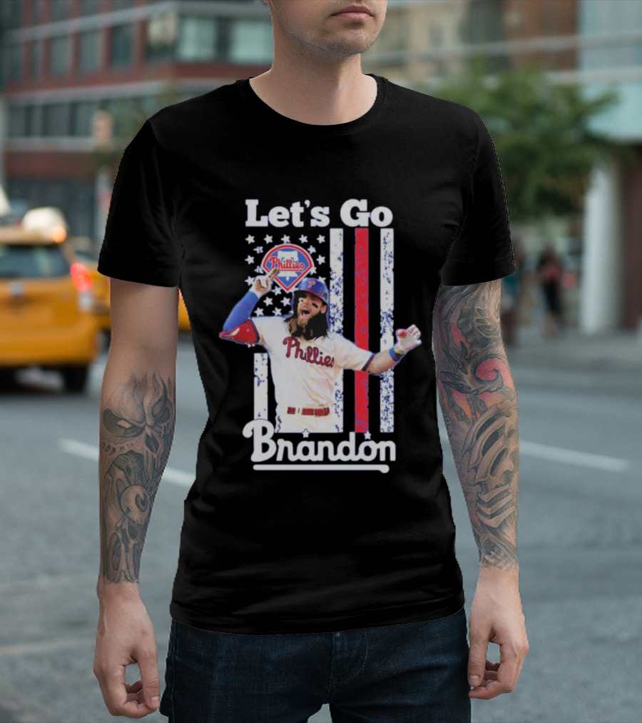 Philadelphia Phillies Let’s Go Brandon Baseball American Flag Stars Stripes T-Shirt