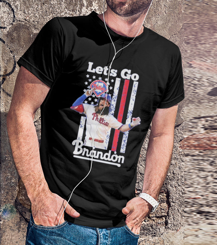 Philadelphia Phillies Let’s Go Brandon Baseball American Flag Stars Stripes T-Shirt
