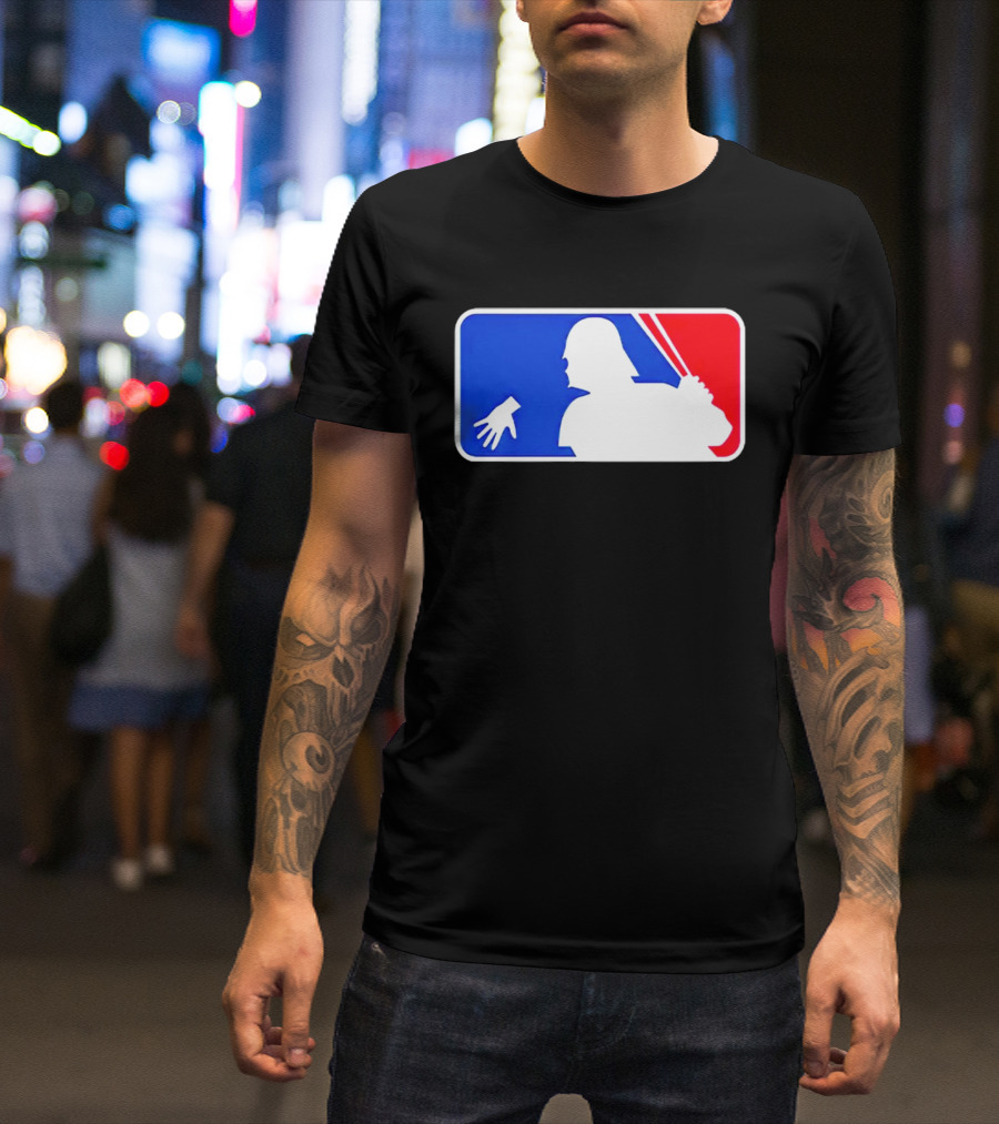 Darth Vader MLB Parody Silhouette With Baseball Bat And Hand T-Shirt