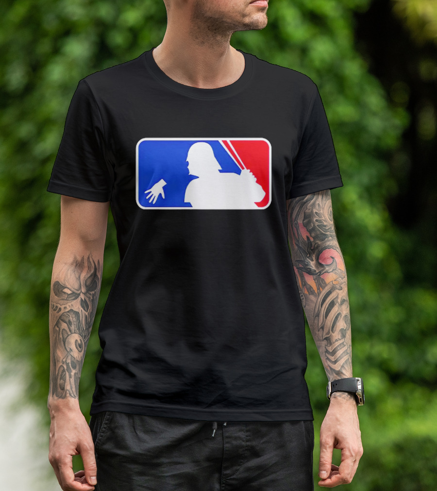 Darth Vader MLB Parody Silhouette With Baseball Bat And Hand T-Shirt