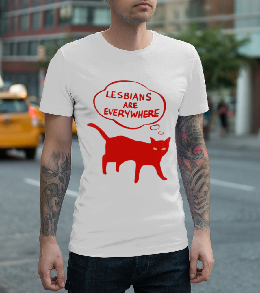 Lesbians Are Everywhere Red Cat T-Shirt