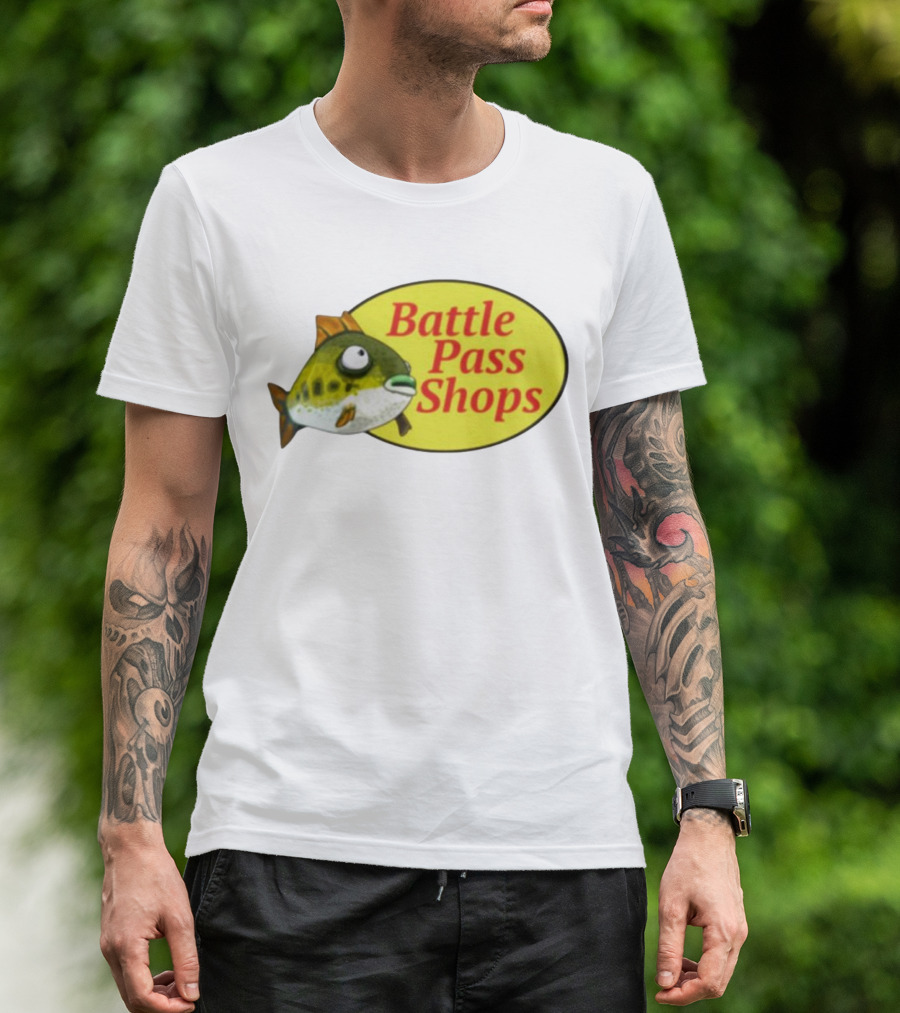 Battle Pass Shops Fish Logo Retro Inspired T-Shirt