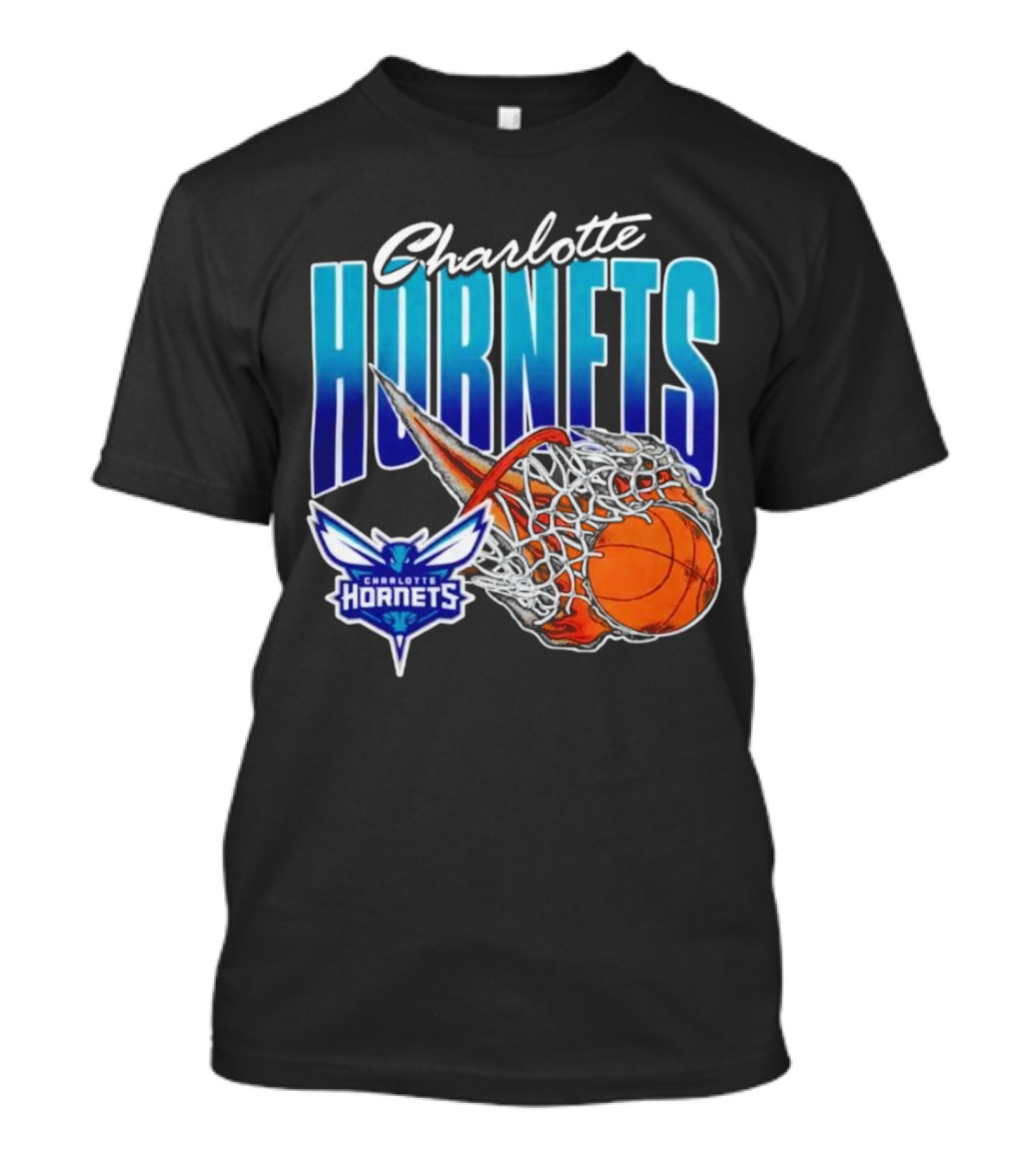 Charlotte Hornets Basketball Fire And Net T-Shirt
