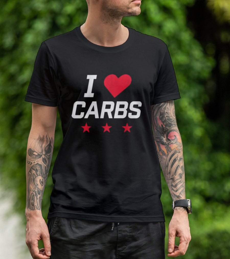 I Love Carbs Washington Capitals Fan Shirt With Red Heart And Three Stars T-Shirt