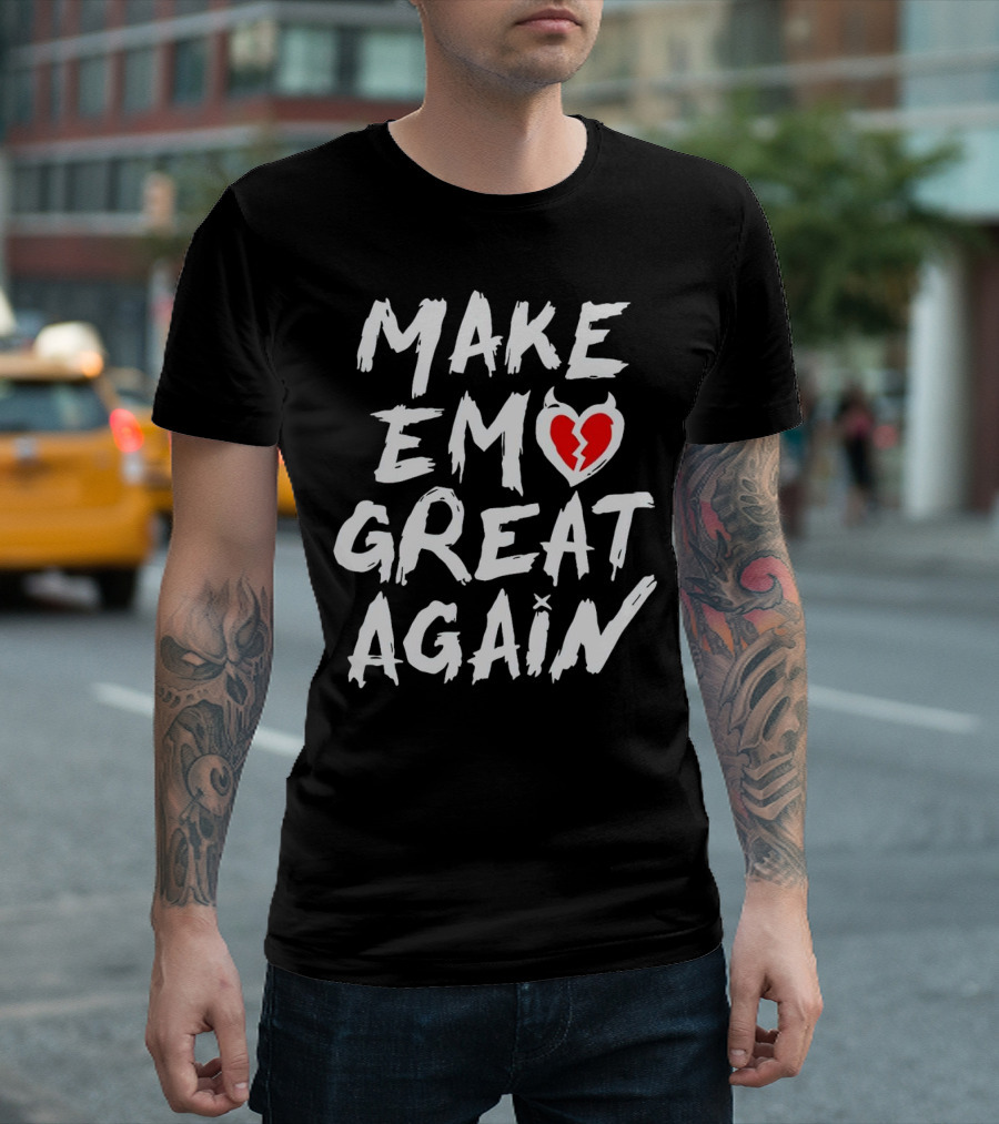 MAKE EMO GREAT AGAIN Broken Heart Devil Horns T-Shirt