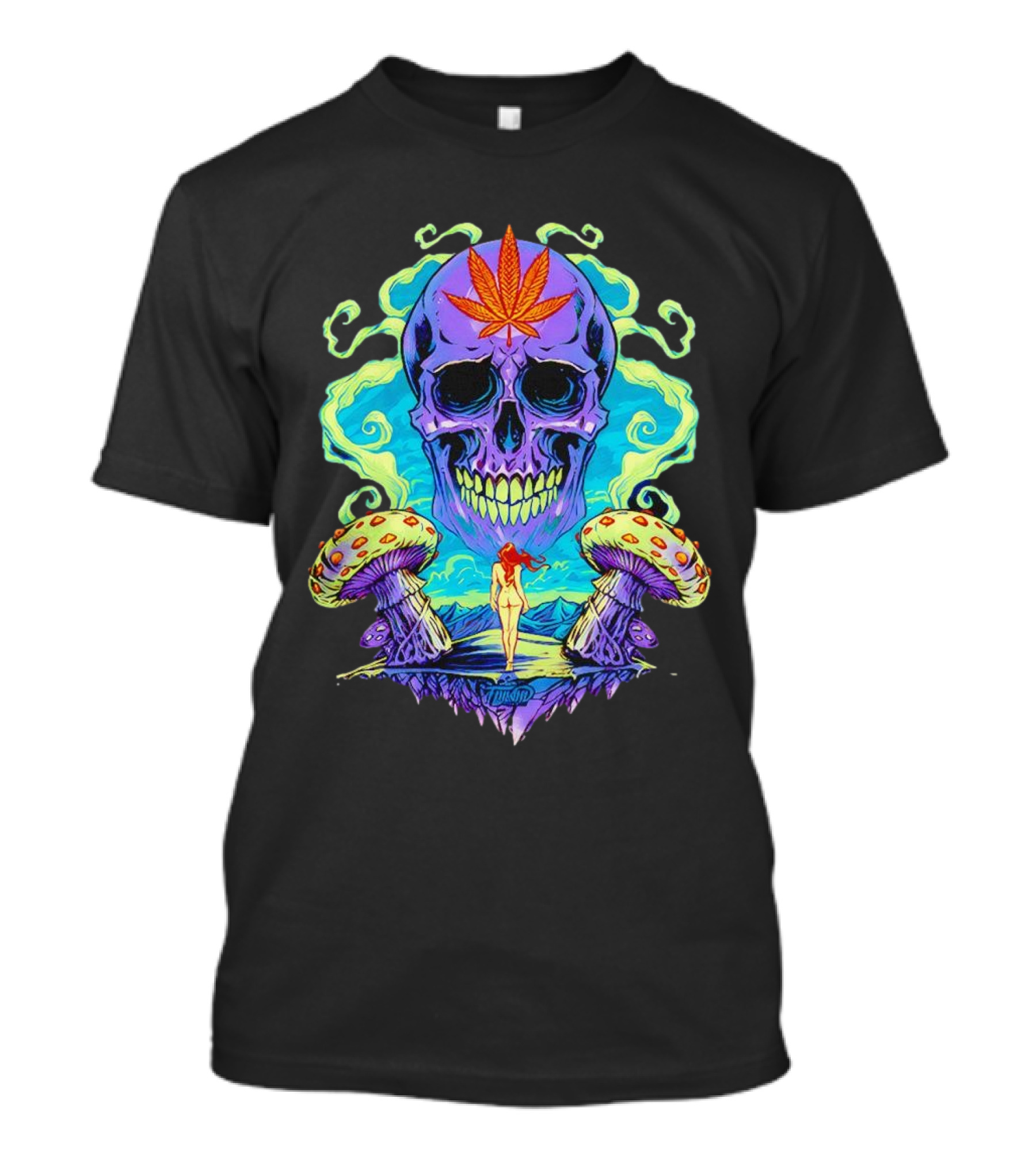Skull Ethereal Euphoria Psychedelic Mushroom Fantasy T-Shirt