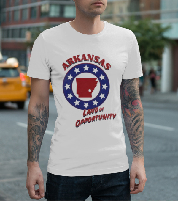 Arkansas Land Of Opportunity Red State Blue Star Circle T-Shirt