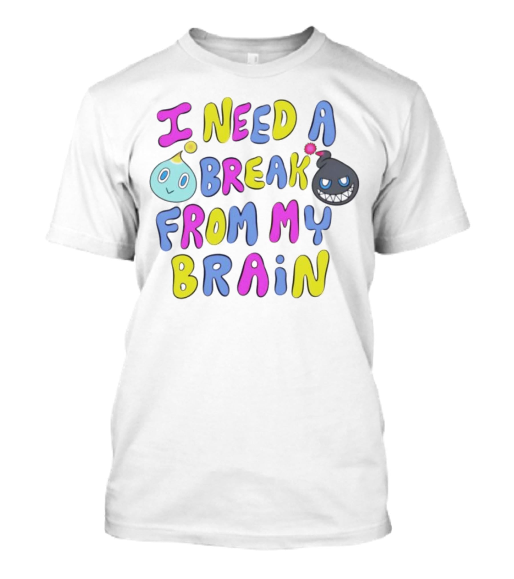 I Need A Break From My Brain With Playful Cartoon Characters T-Shirt
