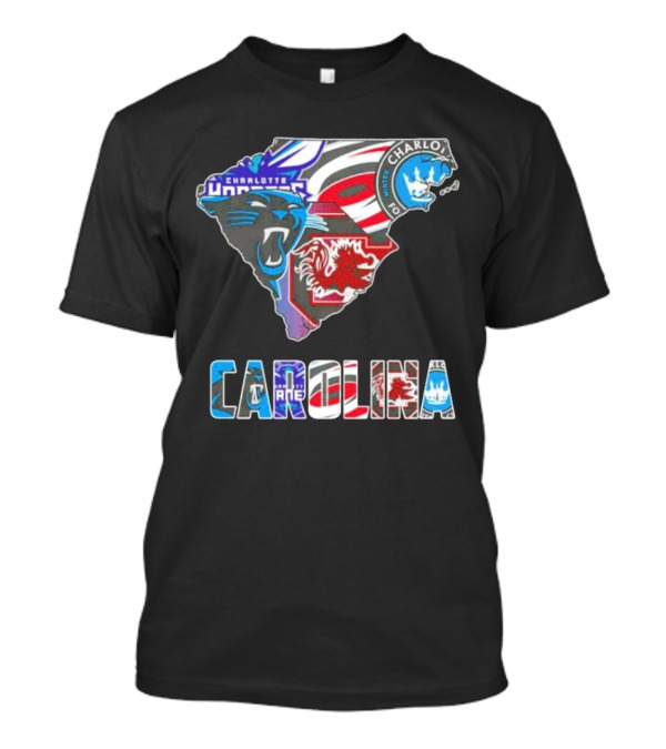 Carolina Panthers Hurricanes Gamecocks Charlotte Hornets FC Map T-Shirt