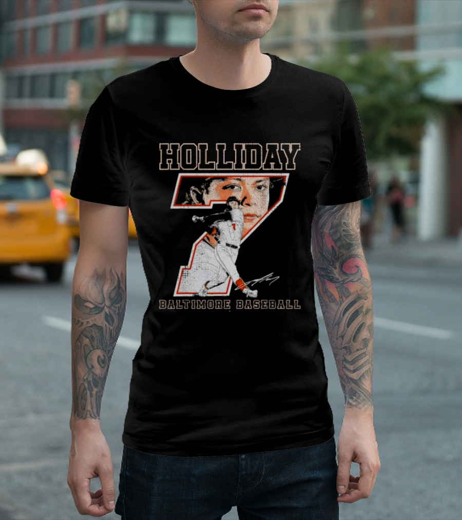 Holliday Number 7 Baltimore Baseball Signature T-Shirt