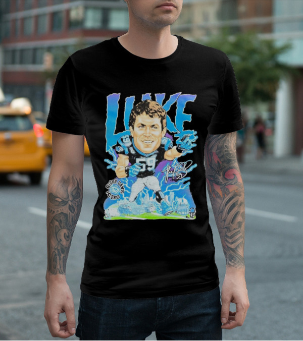 Luke Kuechly Carolina Panthers 59 Glory Days Icons Caricature T-Shirt