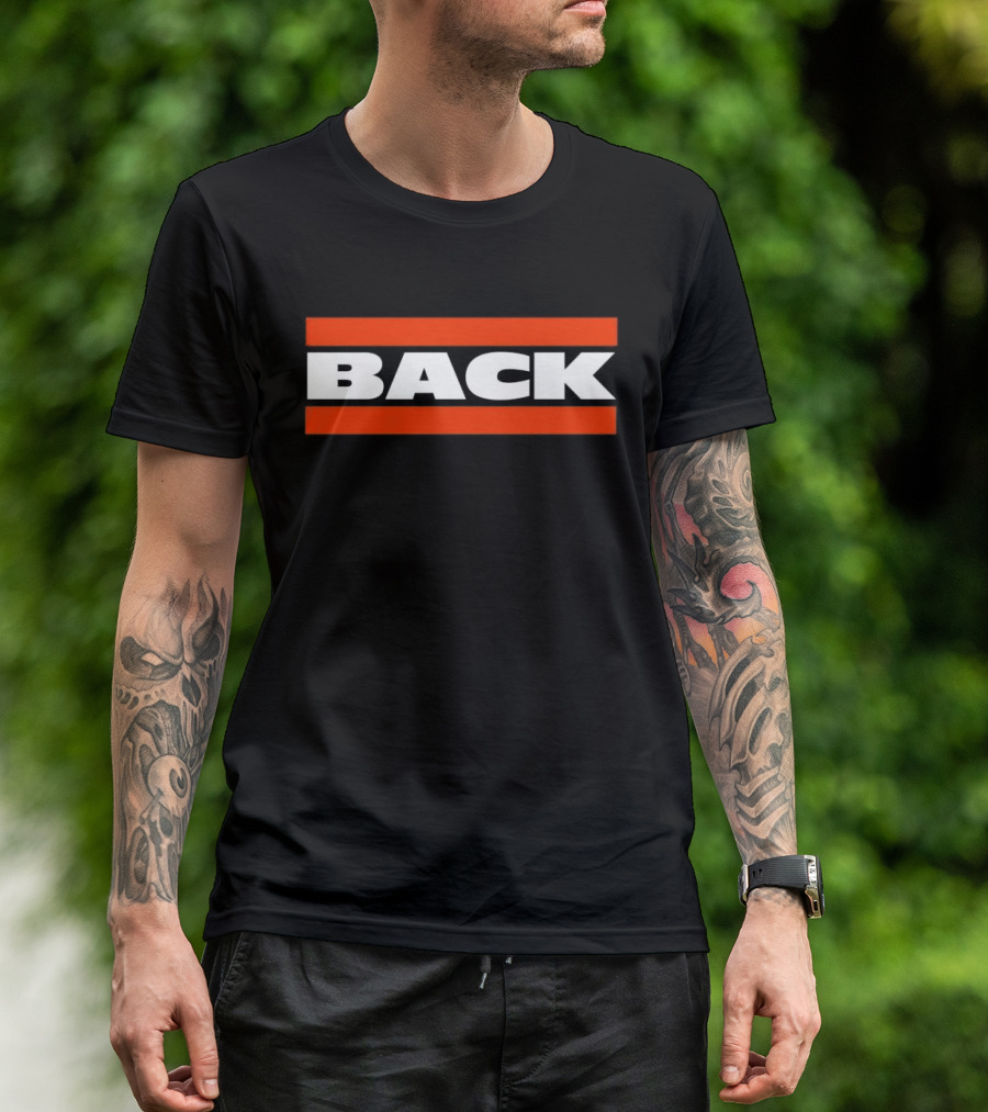 Chicago Bears Back Bold Text With Orange Stripes T-Shirt