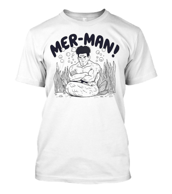 MER-MAN Cross-Armed Mermaid With Bubbles And Seaweed T-Shirt