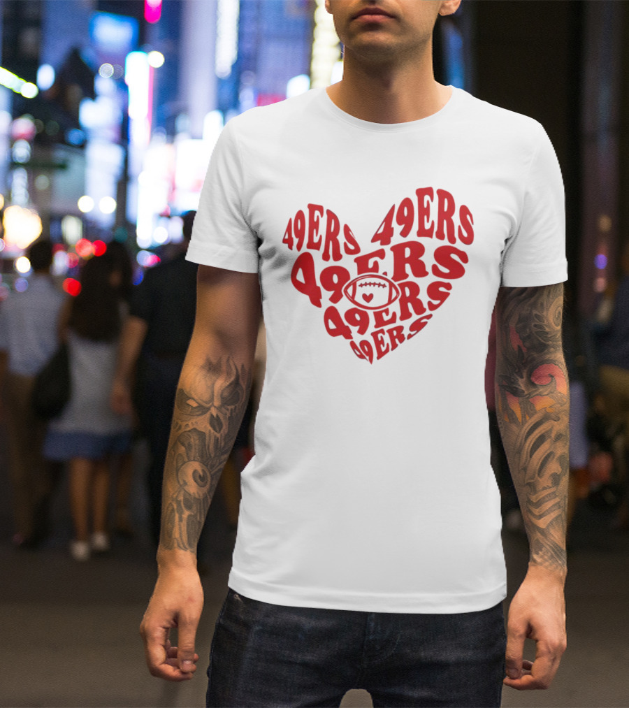 49ers Football Heart Typography T-Shirt