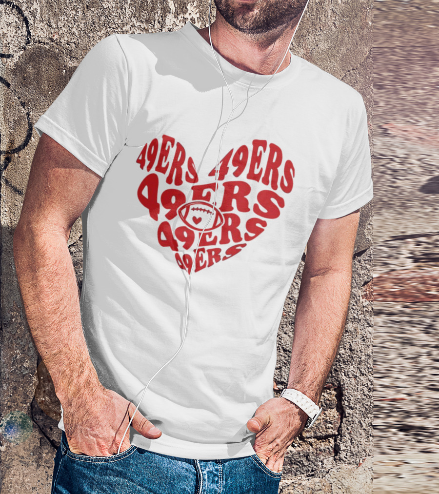 49ers Football Heart Typography T-Shirt