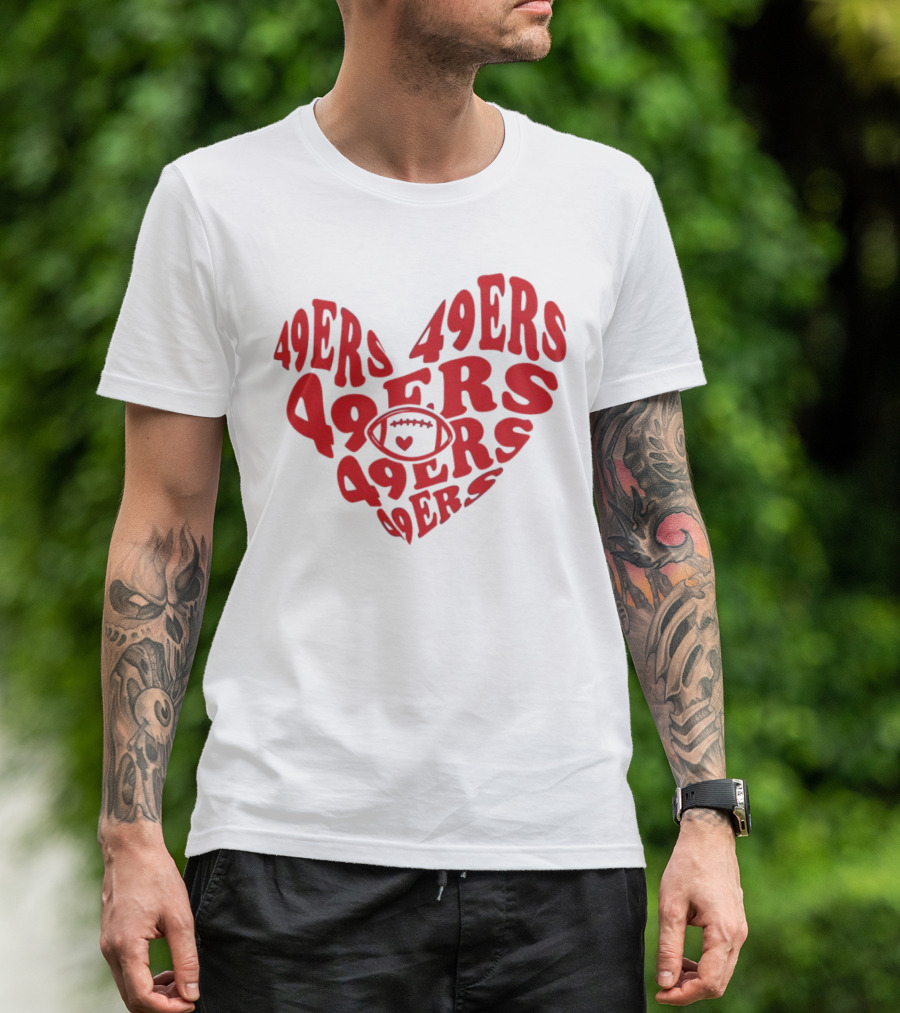 49ers Football Heart Typography T-Shirt
