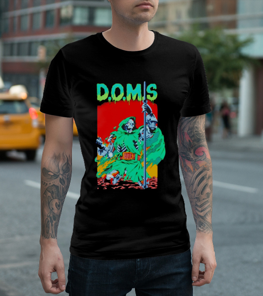 D.O.M.S Skeleton Warrior In Green Cloak Holding Staff T-Shirt